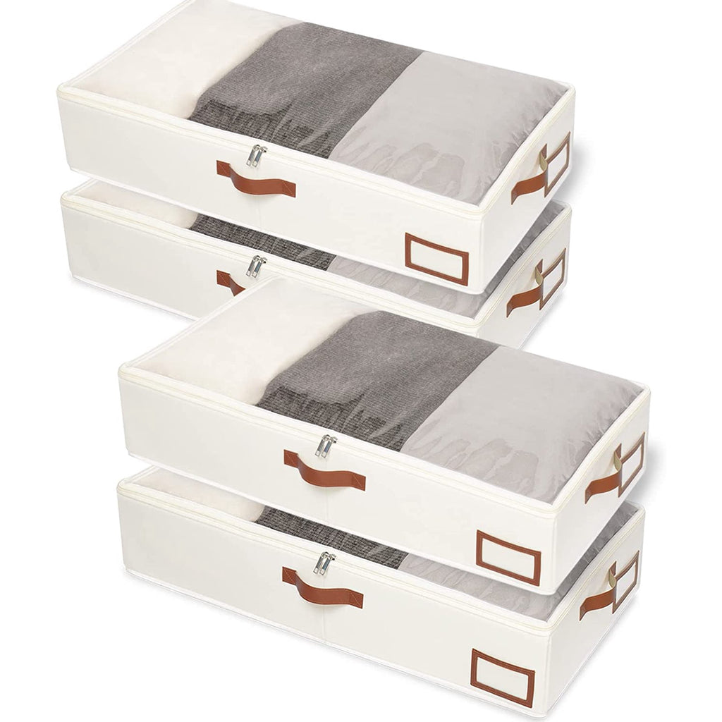 Under Bed Storage Box, Collapsible with Handles, Beige F51057