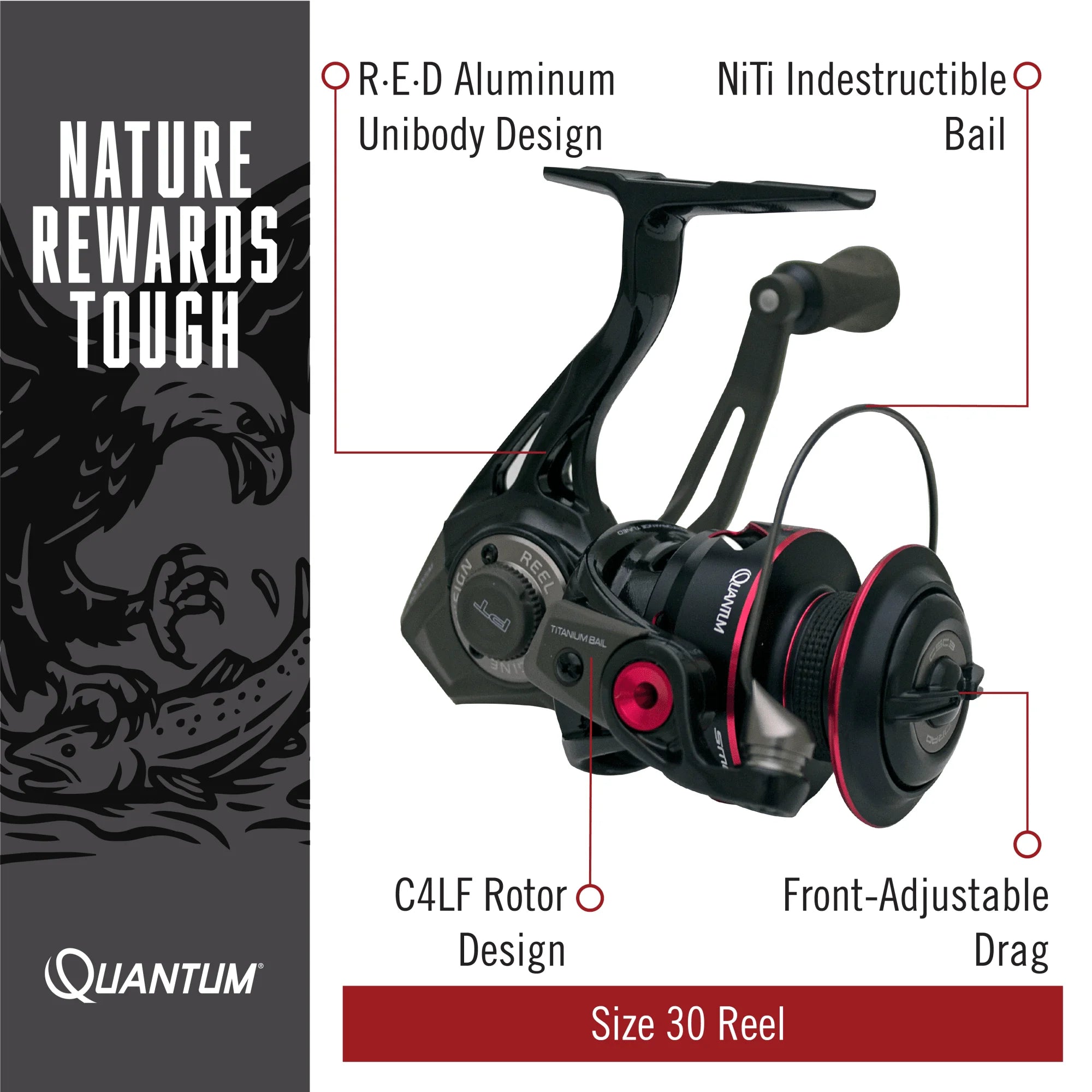 Spinning Fishing Reel, Size 30, Left/Right Retrieve, 6.0:1 Gear Ratio R216596