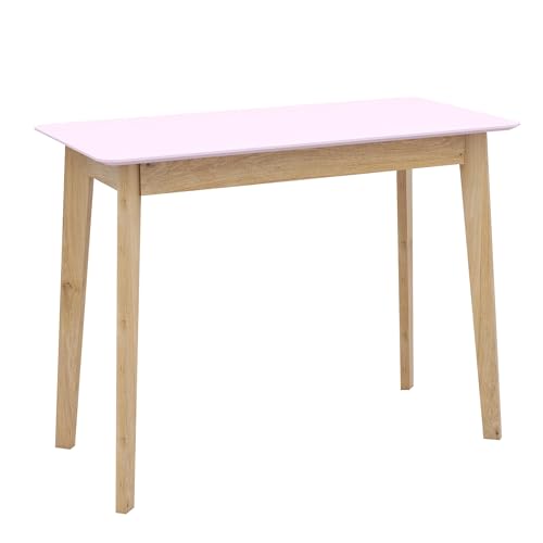 Pink Vanity Desk with Solid Wood Legs for Small Spaces A167961