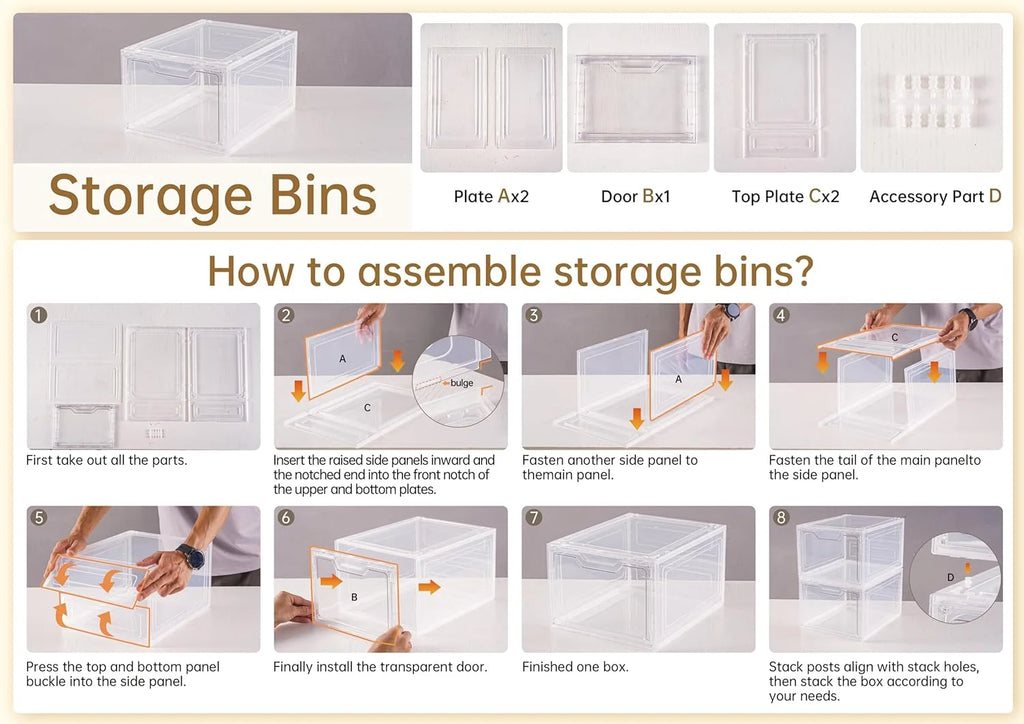 Stackable Clear Plastic Storage Bins with Lids I8250