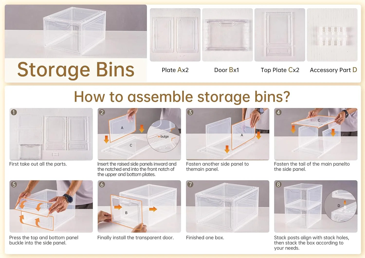 Stackable Clear Plastic Storage Bins with Lids I8250