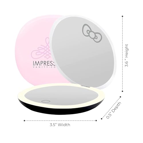 Vanity Swirl Compact Mirror with Light, Double Sided Travel Makeup Mirror W683027