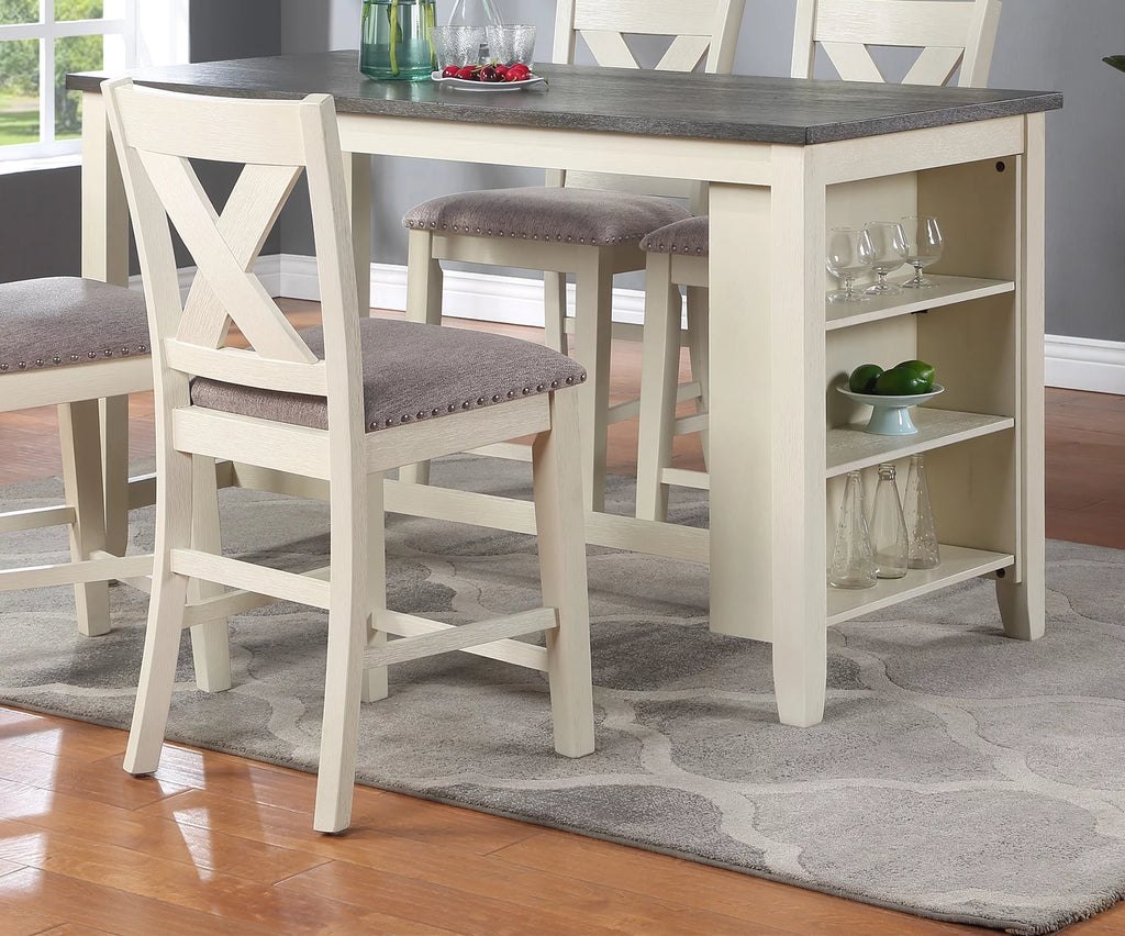 5pc Counter Height Dining Table with Storage Shelves and Stools D135644