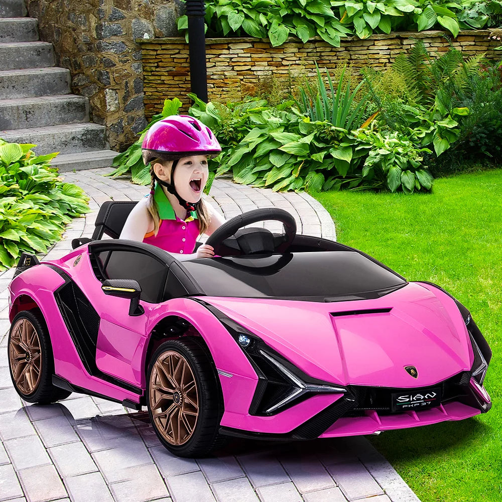 Pink Ride On Sports Car with Remote Control, 12V Electric Battery Powered Toy for Kids R977501