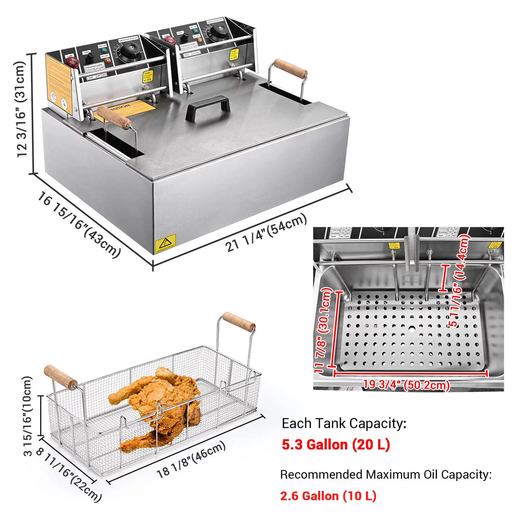 Electric Deep Fryer 20L Stainless Steel Commercial R890