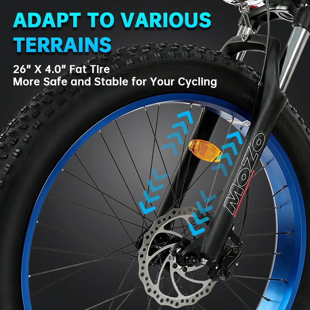 Electric Bike Fat Tire 26" Adults Aluminum Frame 750W Motor 48V 12.5AH S993