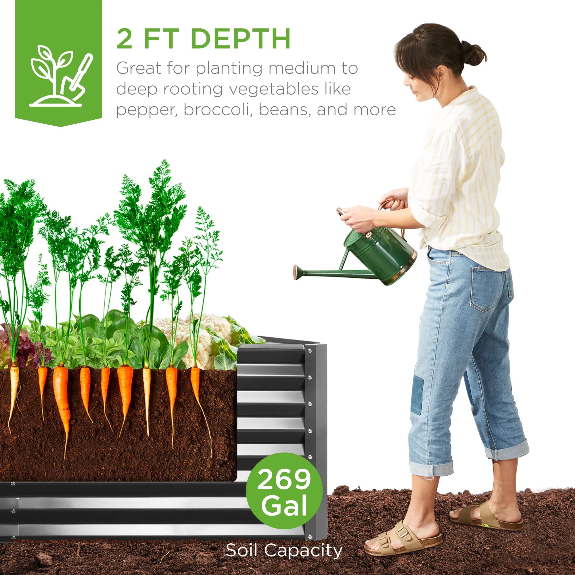 Outdoor Metal Raised Garden Bed for Vegetables, Flowers, Herbs Y304