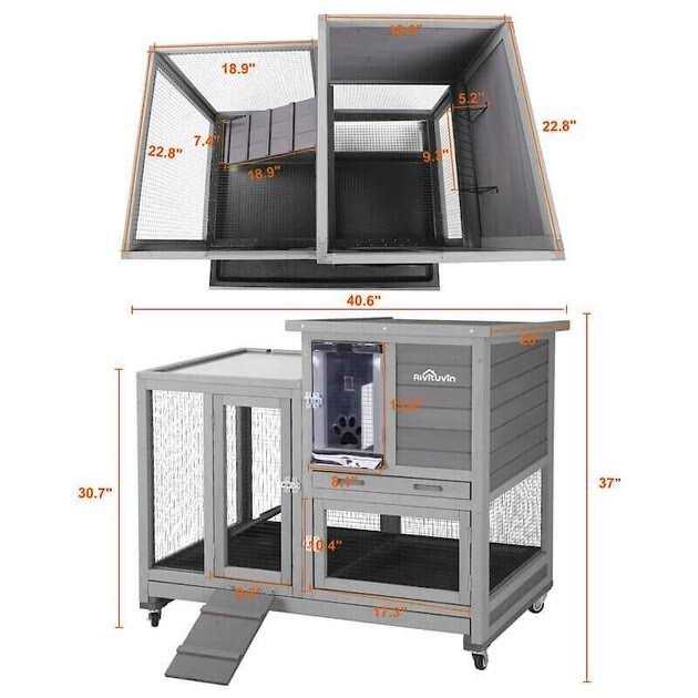 Outdoor Indoor Bunny Hutch with Run S86936