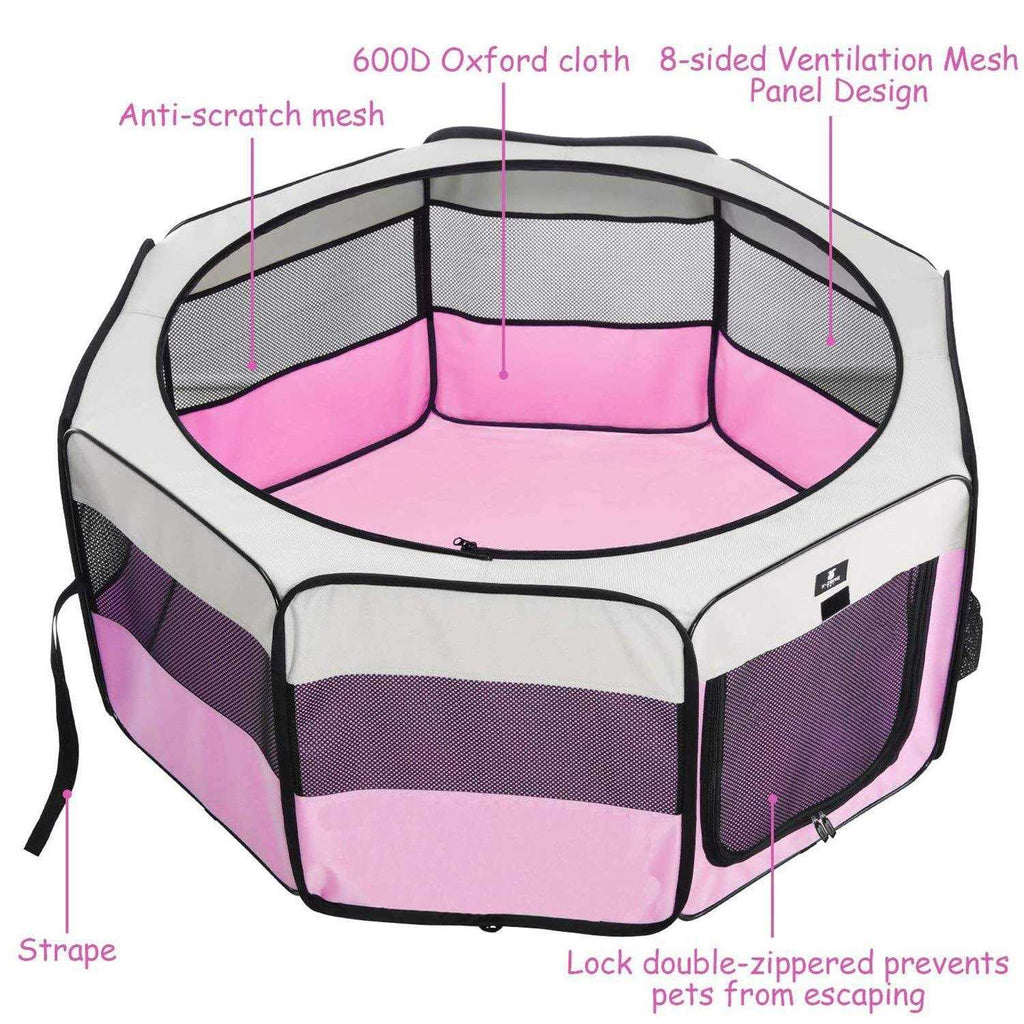 Foldable Pet Playpen with Removable Top for Indoor Outdoor Use L512