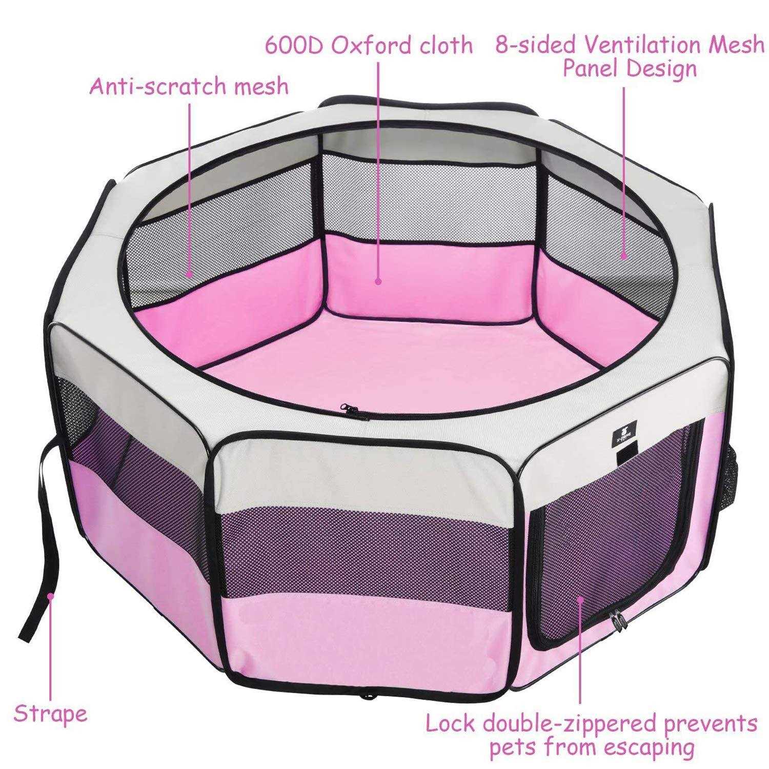 Foldable Pet Playpen with Removable Top for Indoor Outdoor Use L512