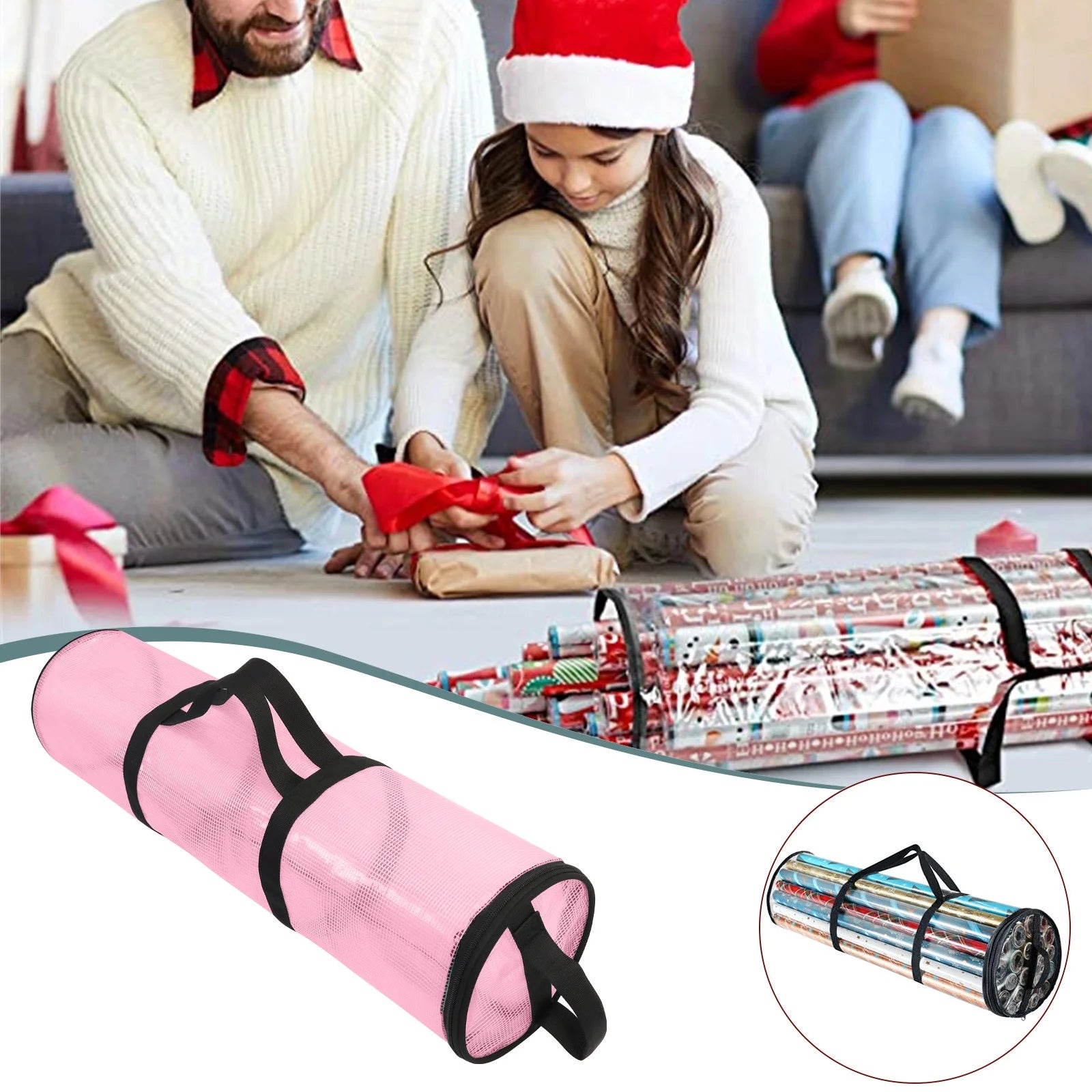 Underbed Gift Organizer Waterproof Fabric Wrapping Paper Roll Bag J664