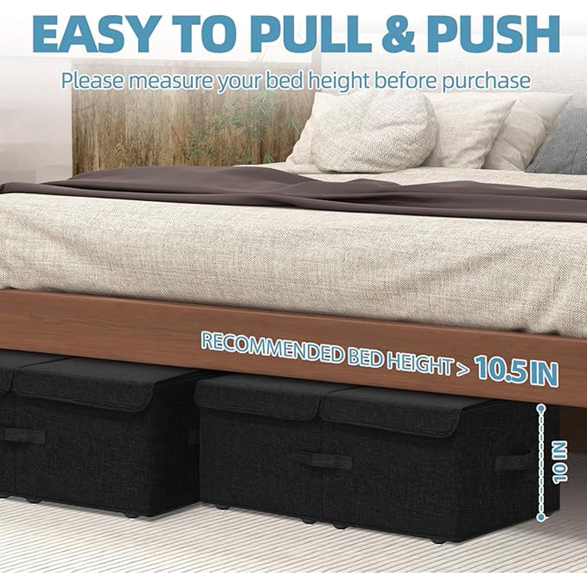 Under Bed Storage Container with Wheels, 2 Pack, Black T159178