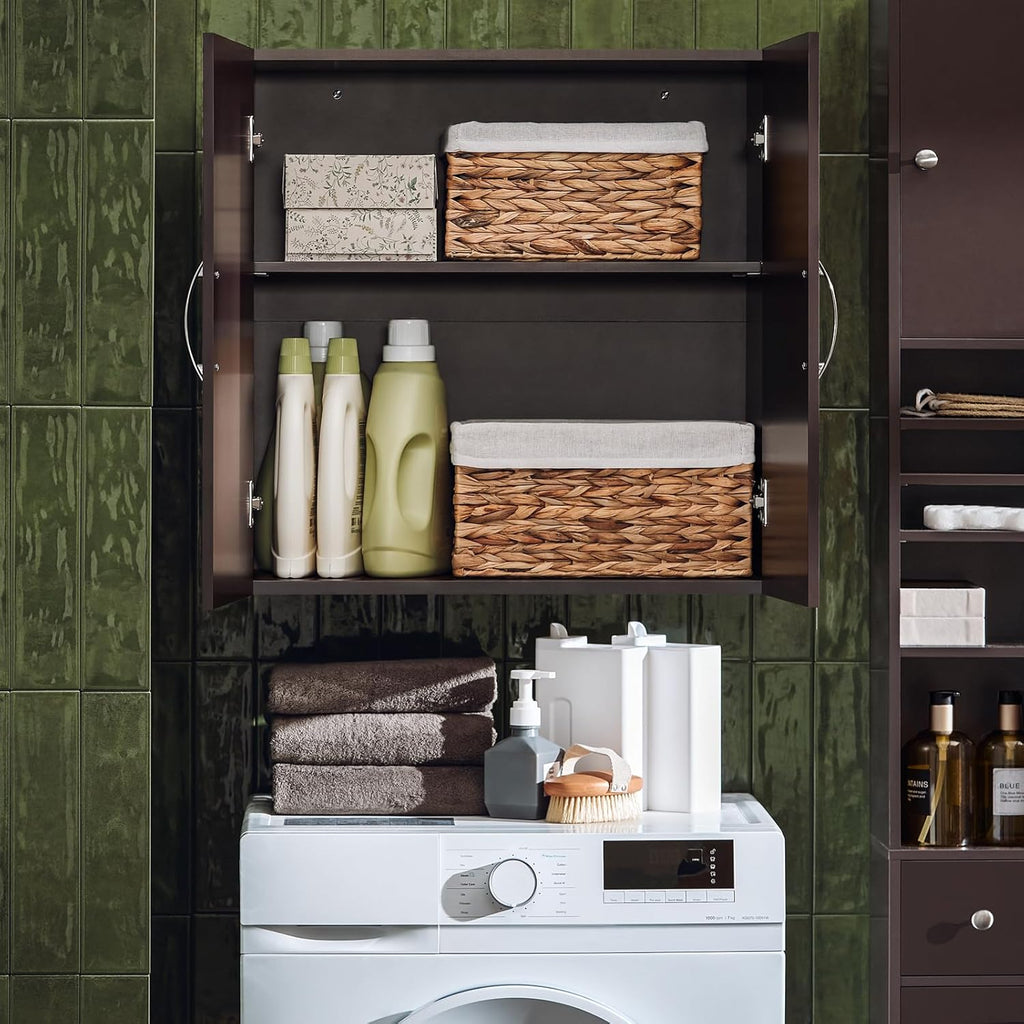 Laundry Hamper Cabinet with 2 Drawers and Wall Cabinet J433