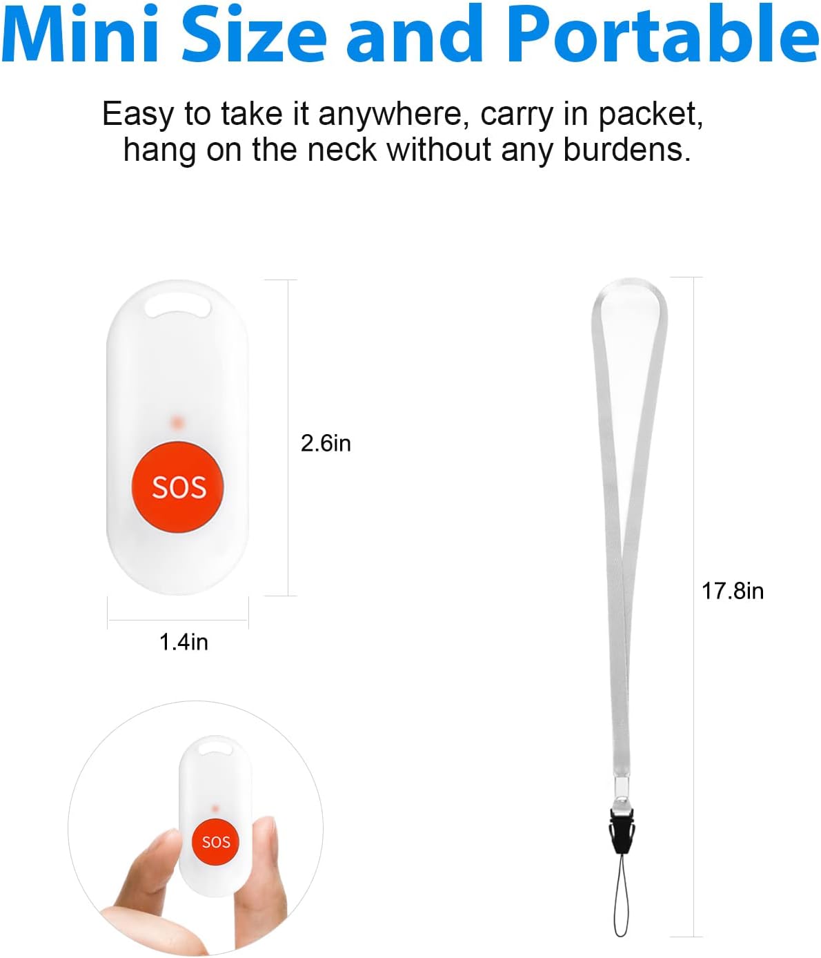 Waterproof SOS Call Button Pager for Elderly Caregiver Alert System O255