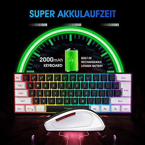Wireless Gaming Keyboard and Mouse Combo, 2.4G Mini Mechanical Feel, Ergonomic Vertical Mouse M6643