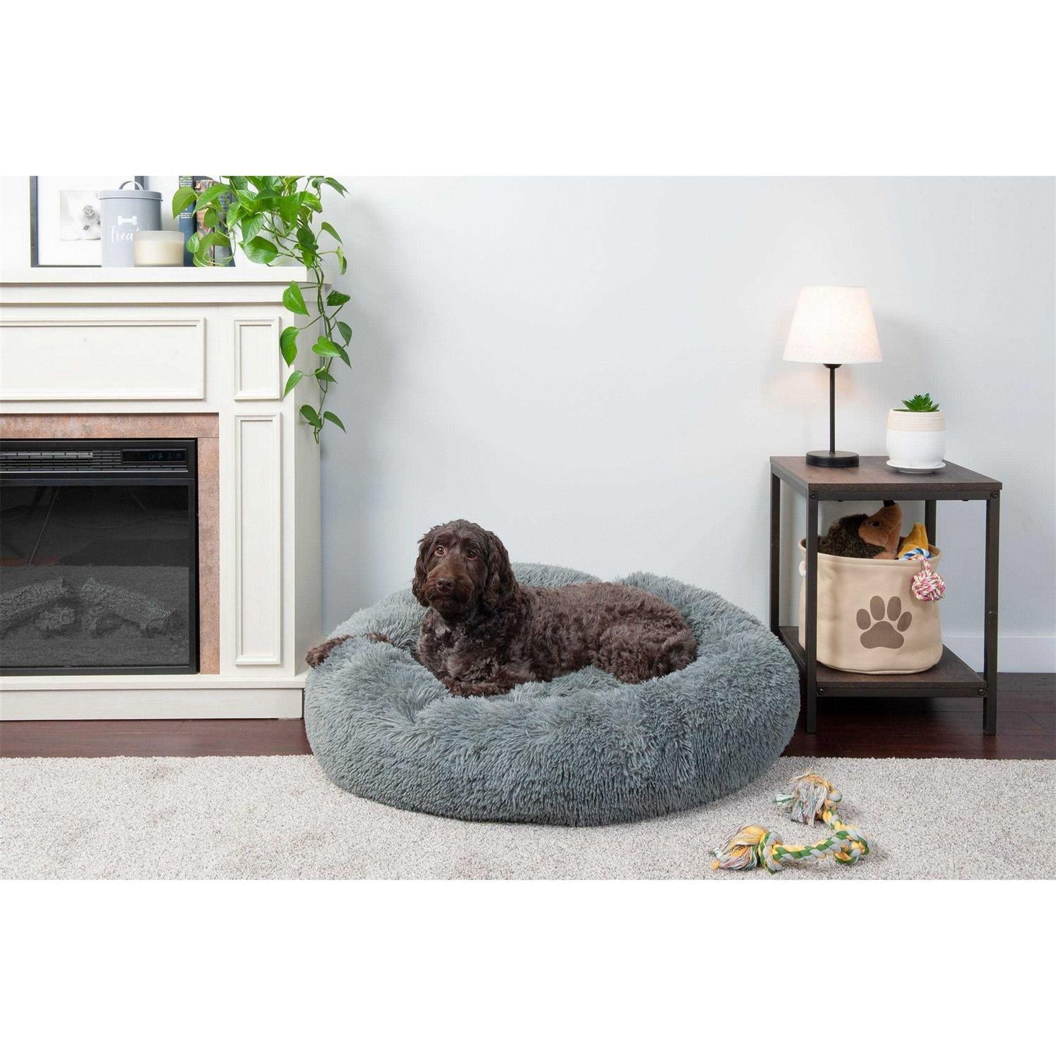 Calming Cuddler Long Fur Donut Dog Bed M169