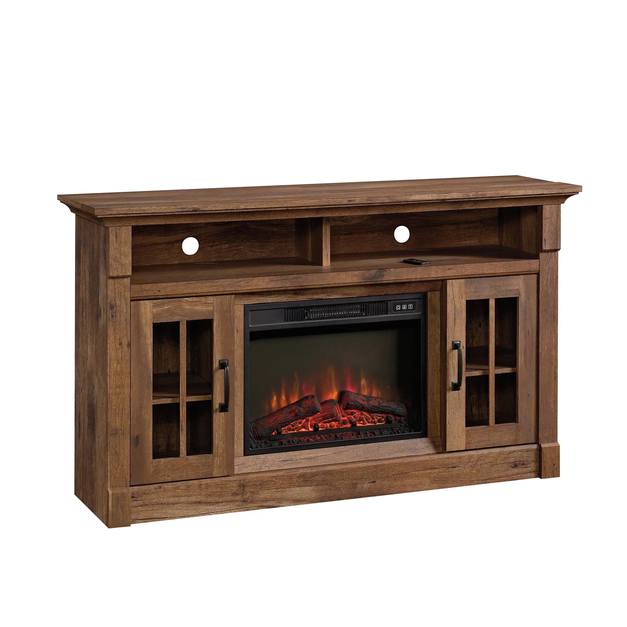 Rustic Fireplace TV Stand for TVs up to 50", Vintage Oak Finish S64604