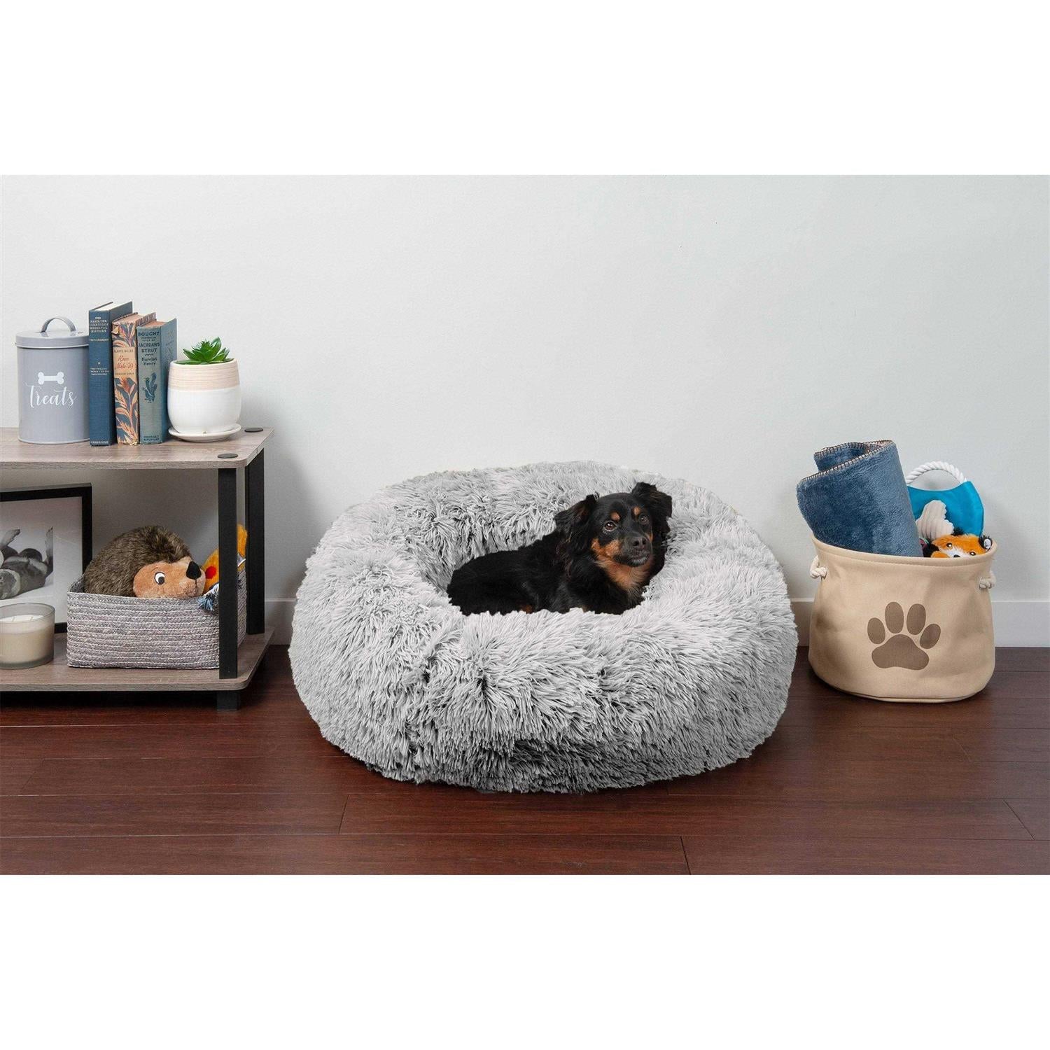 Calming Cuddler Long Fur Donut Dog Bed M169