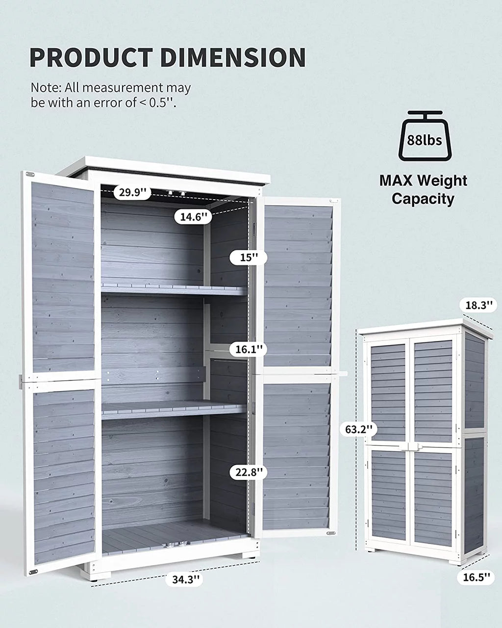 Outdoor Storage Cabinet Garden Shed with Asphalt Roof F332