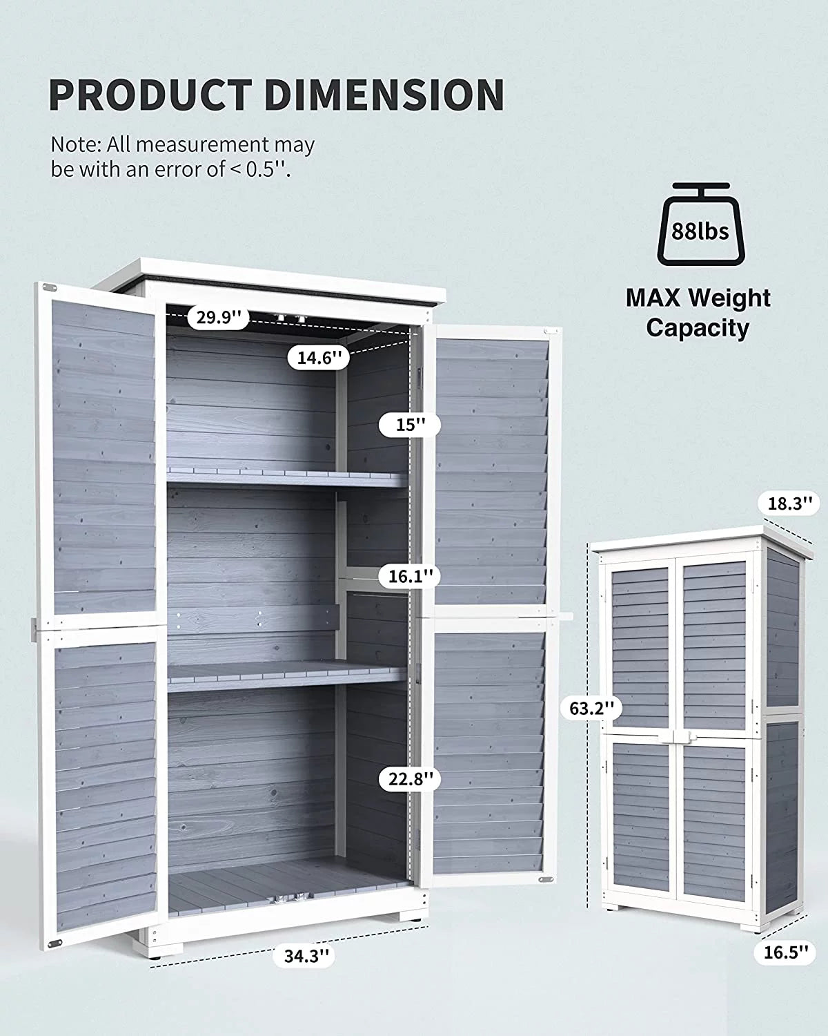 Outdoor Storage Cabinet Garden Shed with Asphalt Roof F332