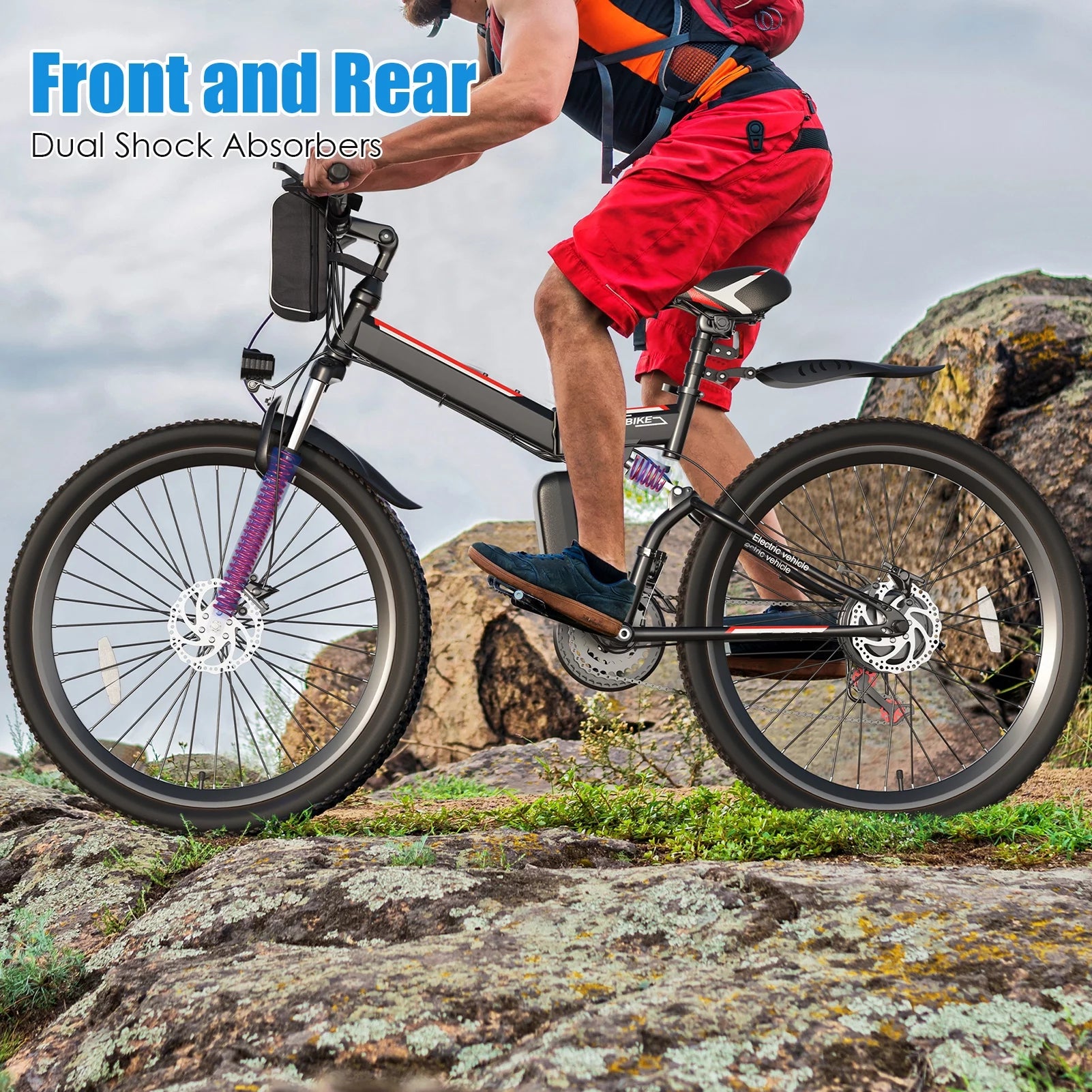 Folding Electric Mountain Bike for Adults, 48V 7.8Ah, 21 Speed Q480915