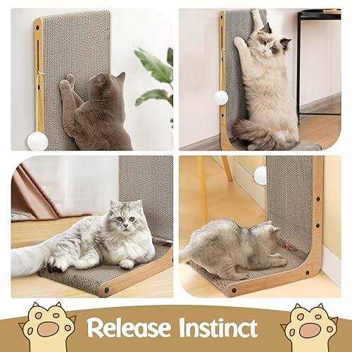 L-Shaped Cat Scratching Pad with Toy Balls for Indoor Cats and Kittens K47078