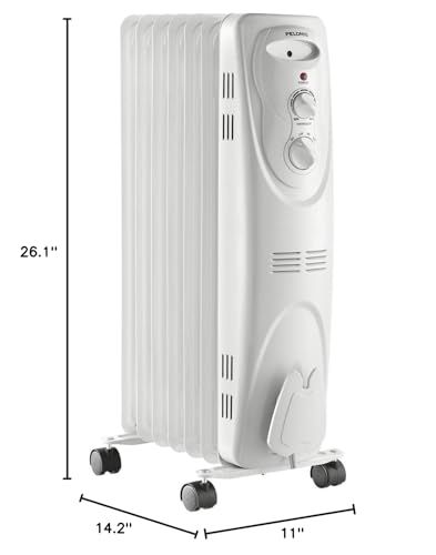 Oil Filled Radiator Heater for Indoor Use, 1500W, 3 Heat Settings, Black H139698