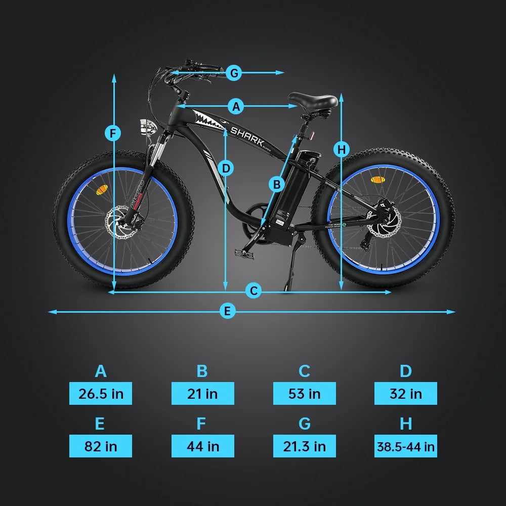 Electric Bike Fat Tire 26" Adults Aluminum Frame 750W Motor 48V 12.5AH S993