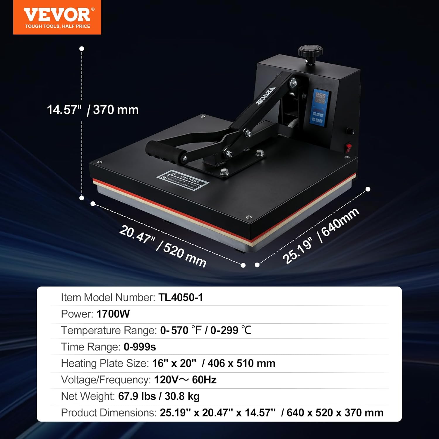 Heat Press Machine 16 x 20 in, Clamshell Sublimation Transfer Printer Q933526