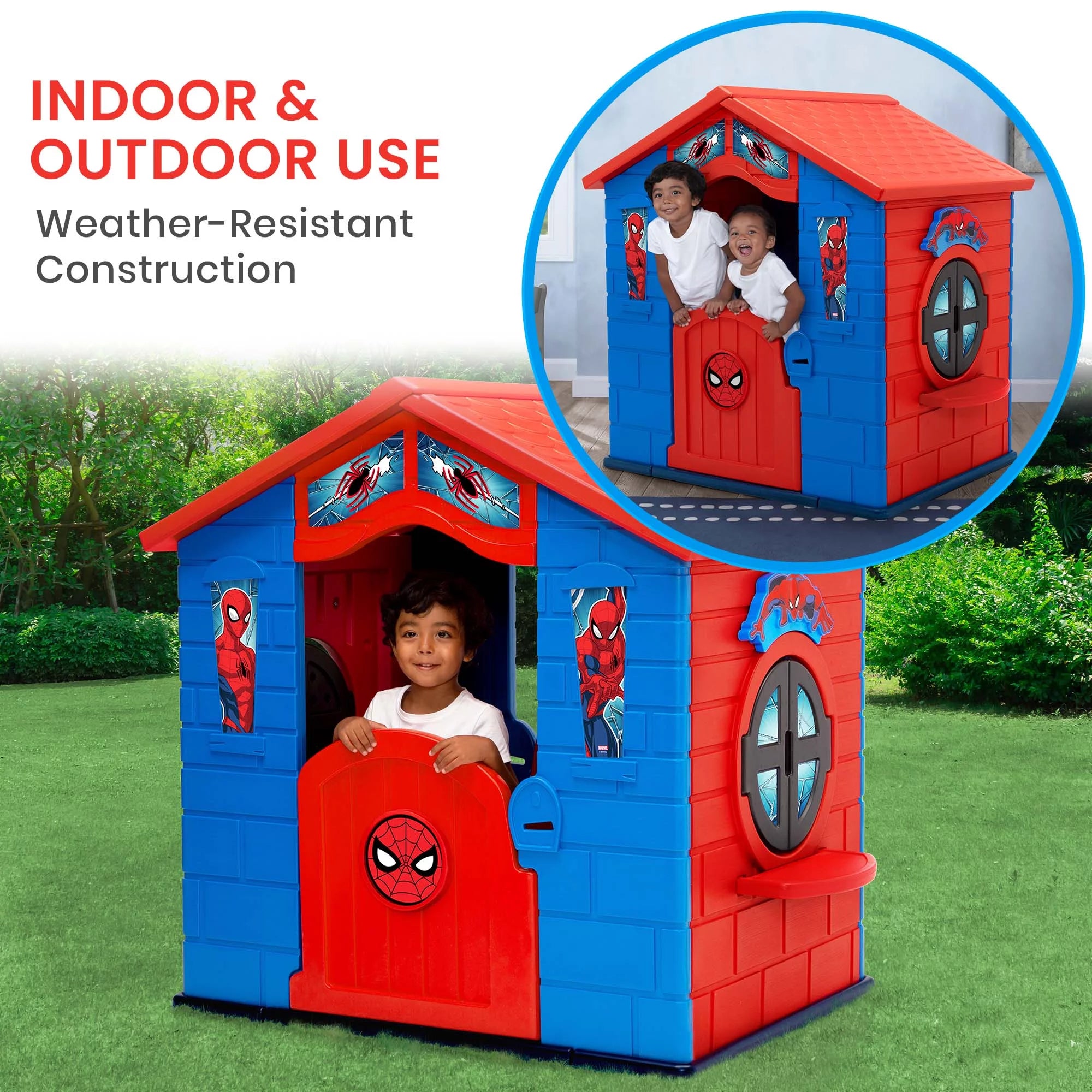 Spider-Man Plastic Indoor/Outdoor Playhouse with Easy Assembly, Blue/Red R3101