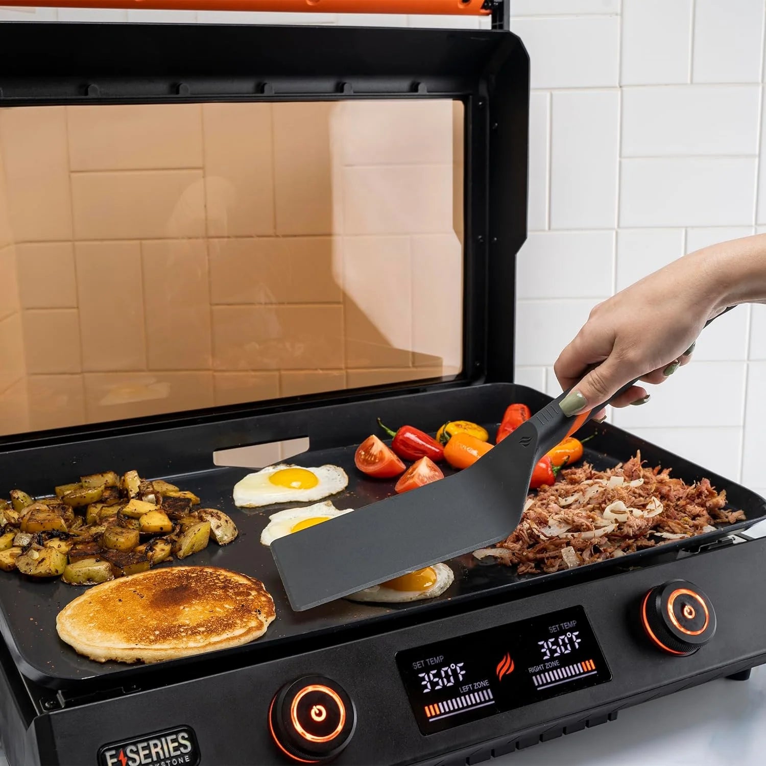 22 Inch Electric Griddle Nonstick with Lid, Tabletop with Accessories and Gloves A1332