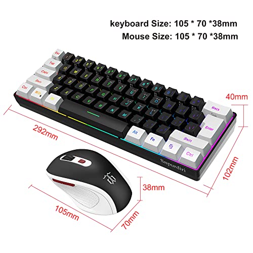 Wireless Gaming Keyboard and Mouse Combo, 2.4G Mini Mechanical Feel, Ergonomic Vertical Mouse M6643