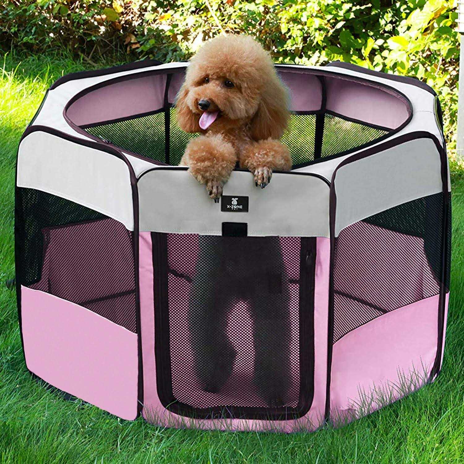 Foldable Pet Playpen with Removable Top for Indoor Outdoor Use L512