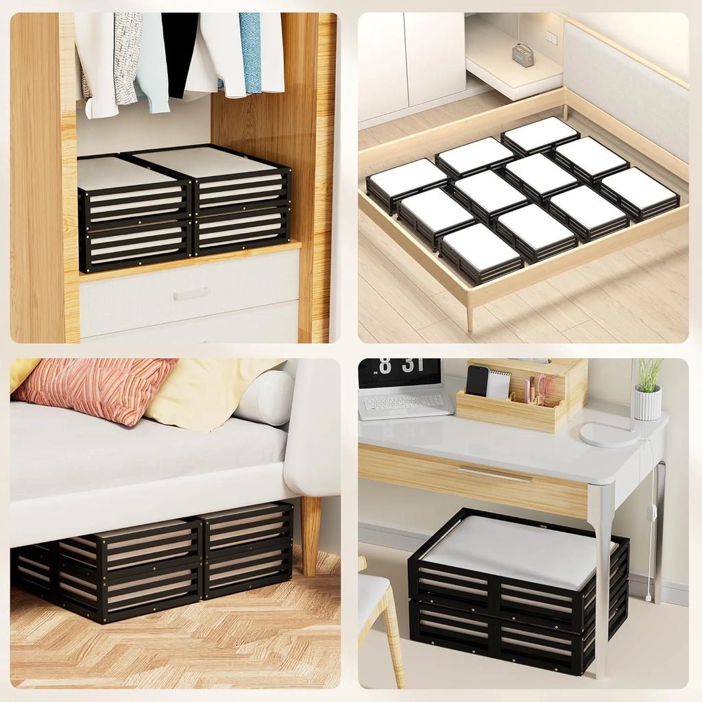 Bamboo Under Bed Storage Containers with Wheels and Dust Bag, 2 Pack L61821