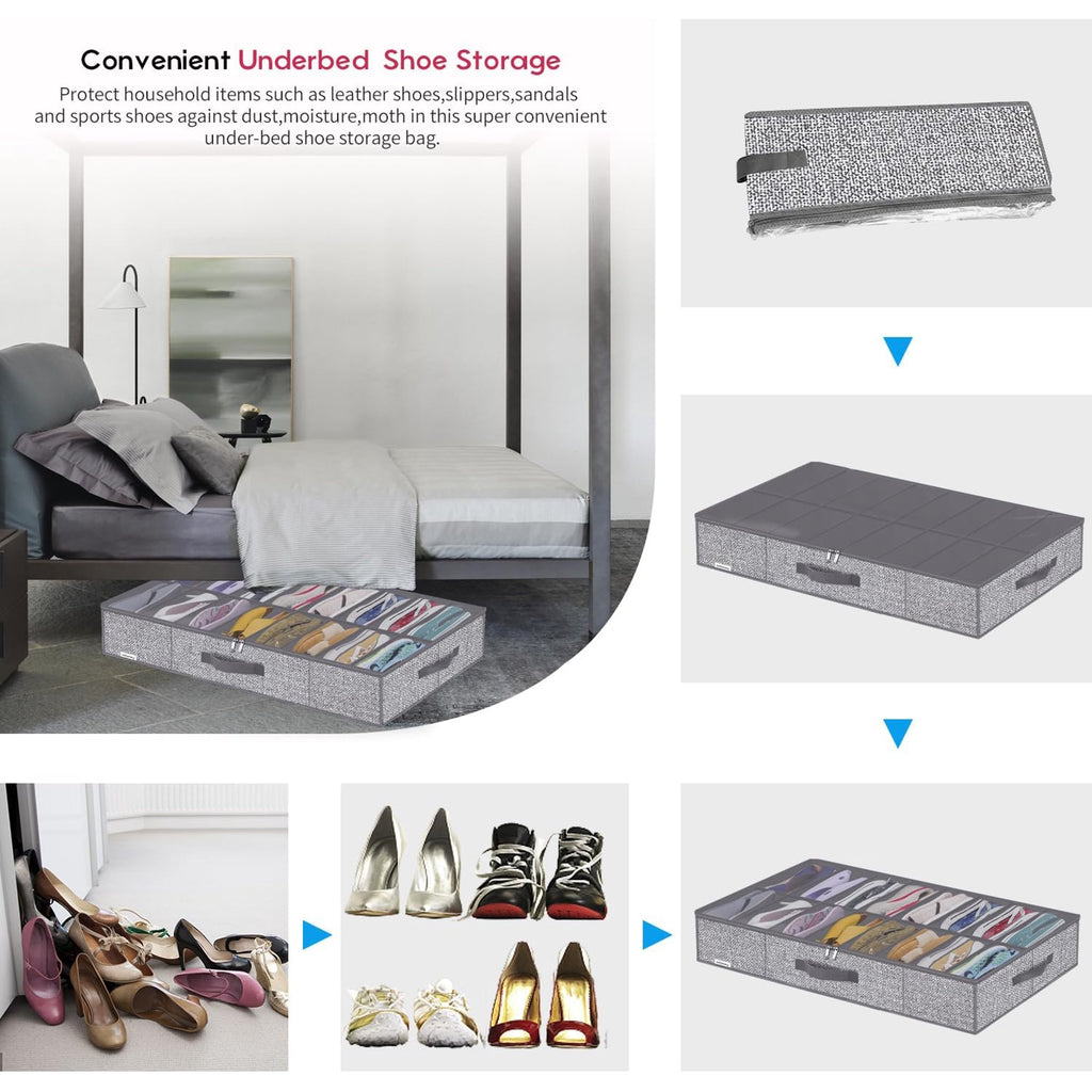 Under Bed Shoe Storage Organizer, Set of 2, Fits 12-24 Pairs O506415