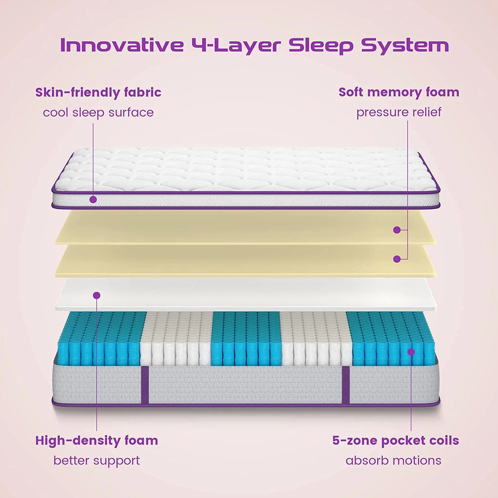Queen Size Hybrid Mattress, 10 Inch Memory Foam Euro Top, Medium Firm D712