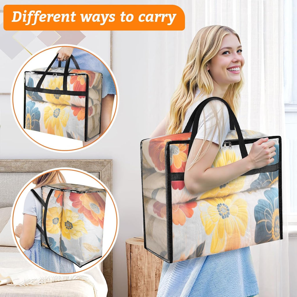 Clear Clothes Storage Bags with Zipper and Handle, 8 Pack H58703