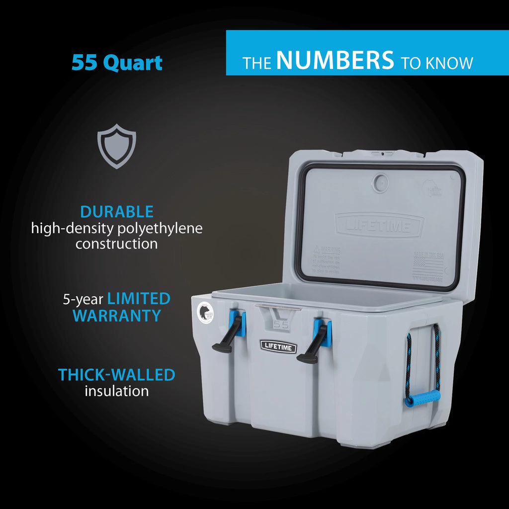 55 Quart Polyethylene Cooler, Light Gray E8371