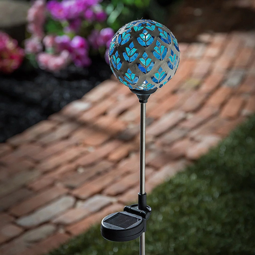 22" Solar Mosaic Globe Garden Stakes, Peacock Blue C22776