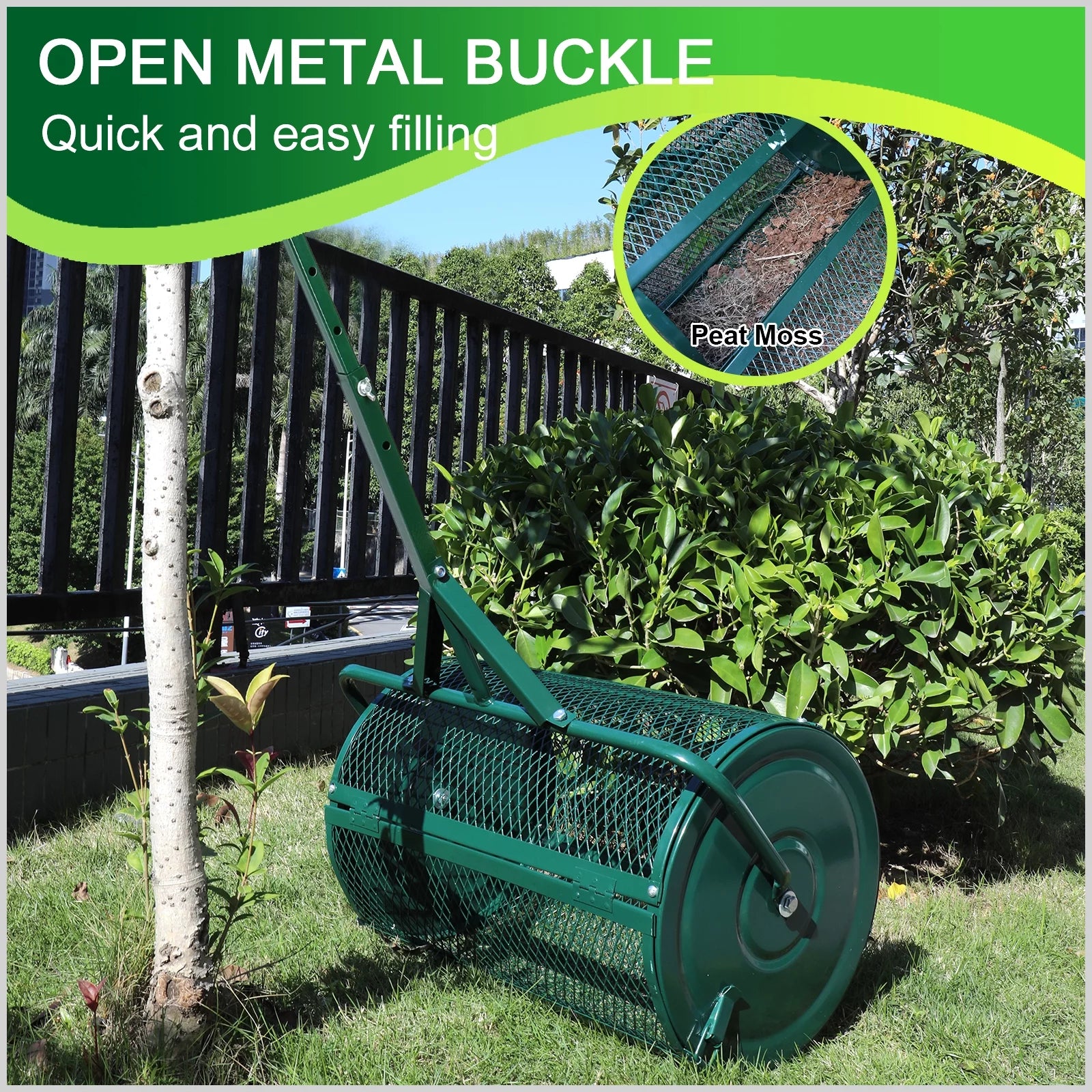Compost Spreader with T-Shaped Handle for Lawn and Garden X795