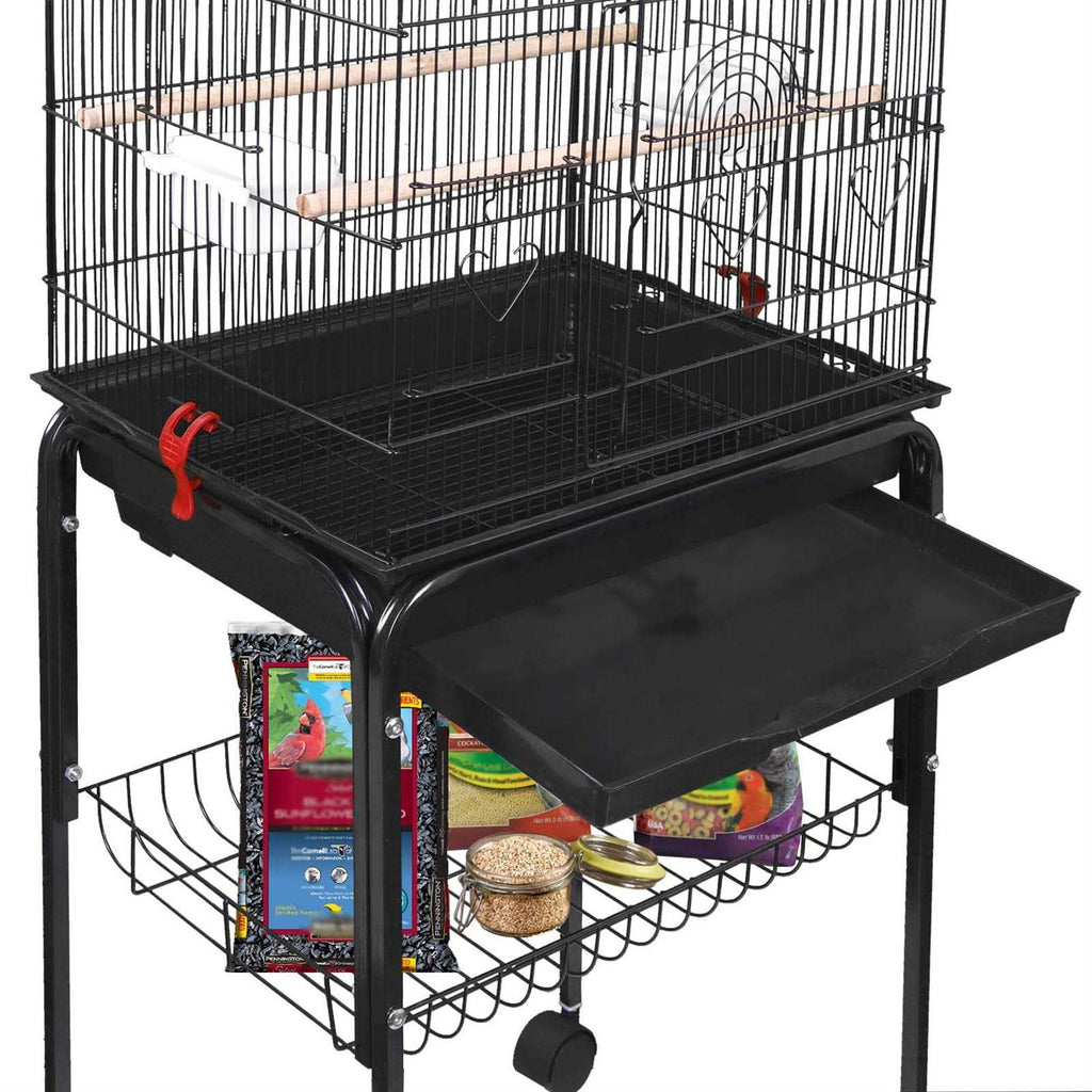 Large Wrought Iron Bird Cage with Rolling Stand for Parakeet U8505