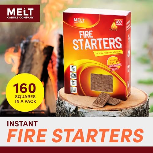 Fire Starter Squares, 160 pcs for Campfire, Grill, Fire Pit, BBQ O544844