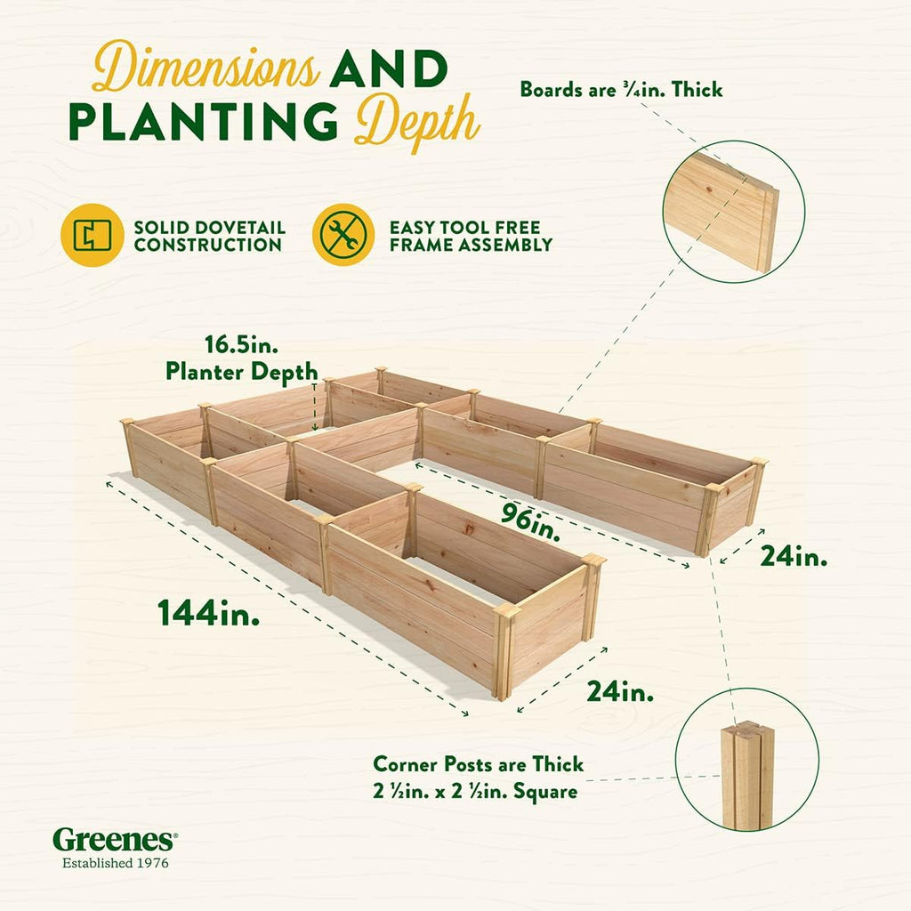 Cedar Raised Garden Bed, 8' x 12' x 16.5" U-Shaped Y63599