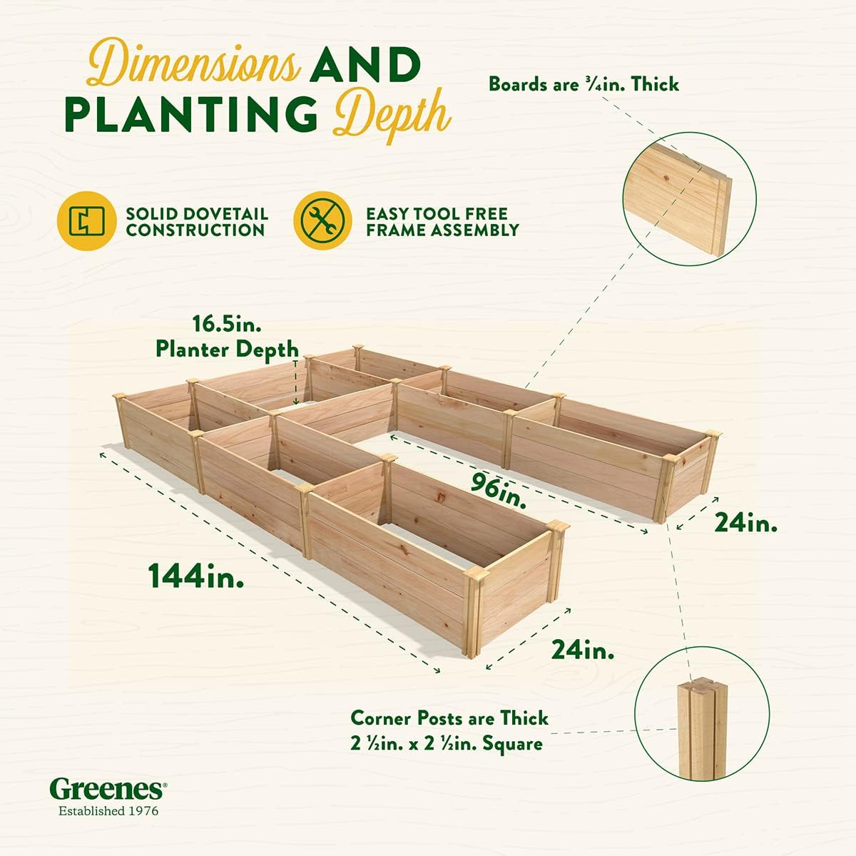 Cedar Raised Garden Bed, 8' x 12' x 16.5" U-Shaped Y63599