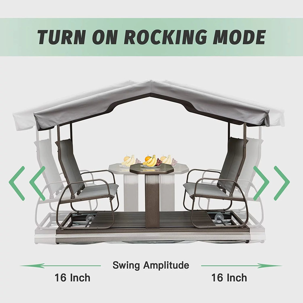 Outdoor Glider Bench with Canopy, 4-Seat Patio Swing Chair W444912