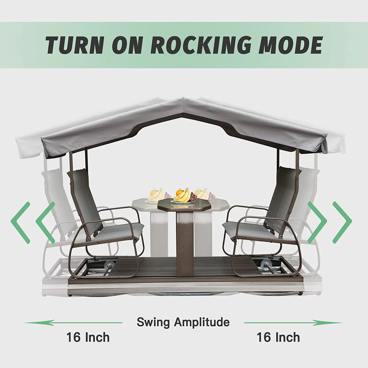 Outdoor Glider Bench with Canopy, 4-Seat Patio Swing Chair W444912
