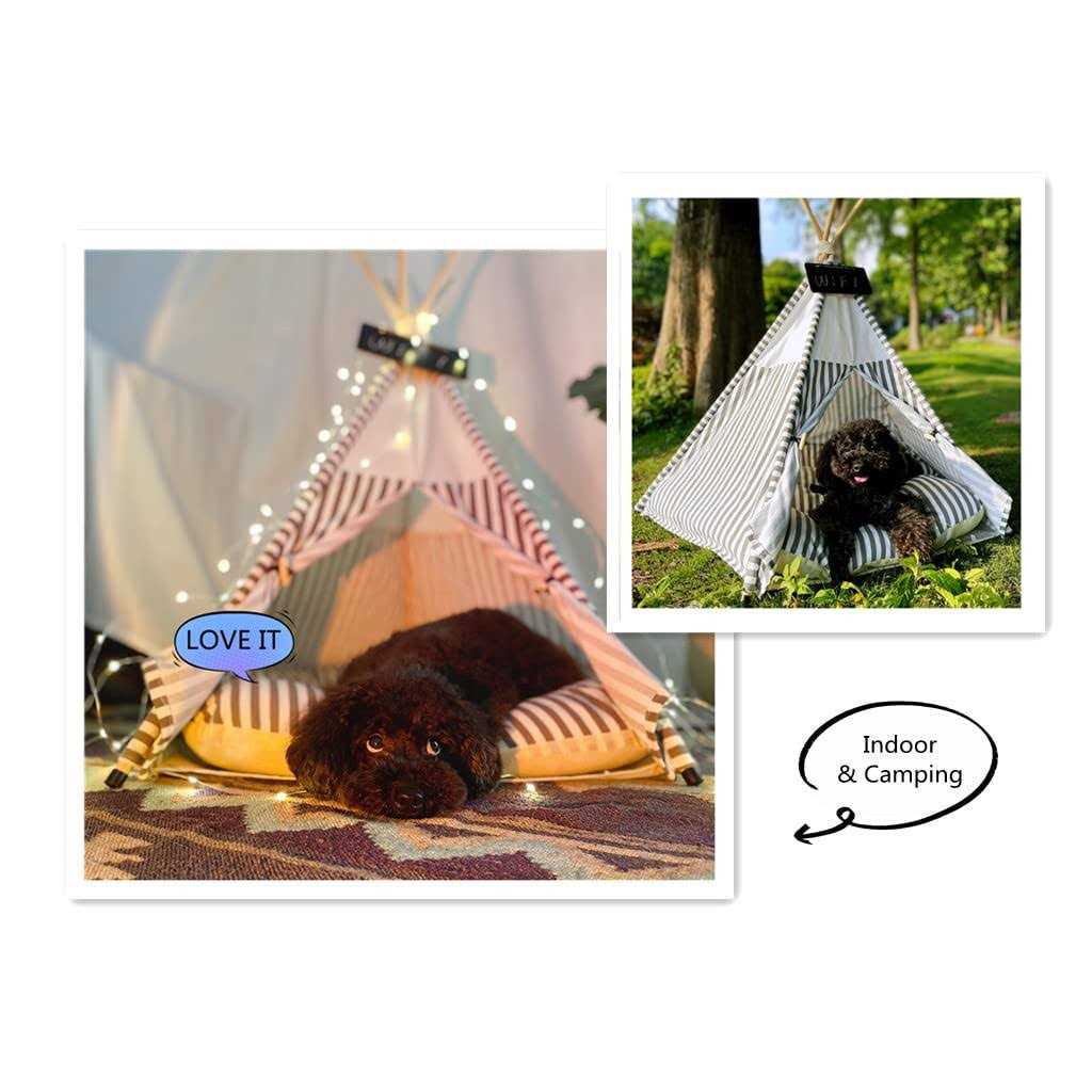Pet Teepee Tent for Dog with Thick Cushion, 28 Tall L658
