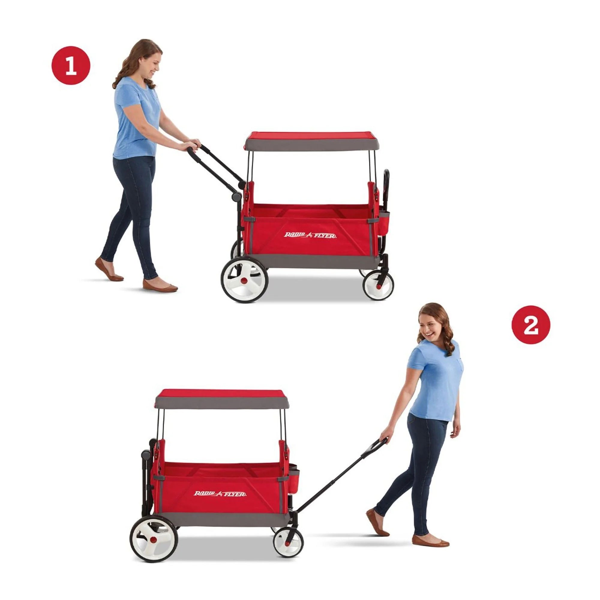 Convertible Stroll N Wagon with Pull & Push Handle, Red/Black T153