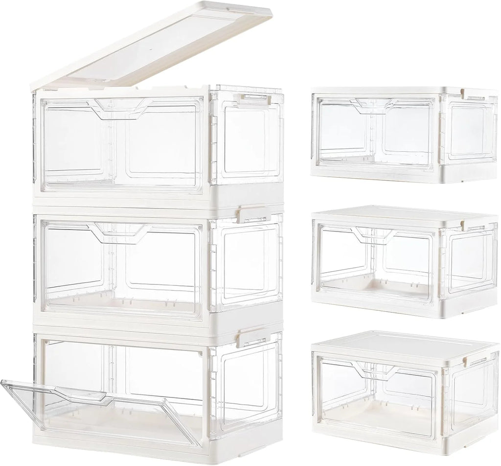 Stackable Clear Plastic Storage Bins with Lids I8250