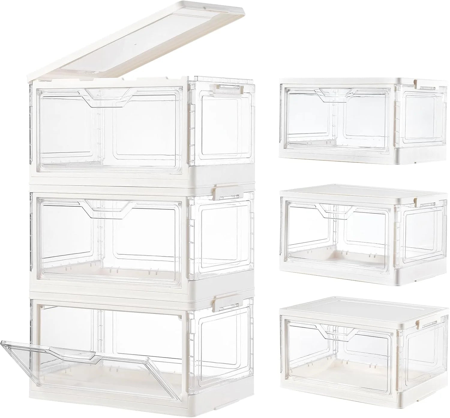 Stackable Clear Plastic Storage Bins with Lids I8250
